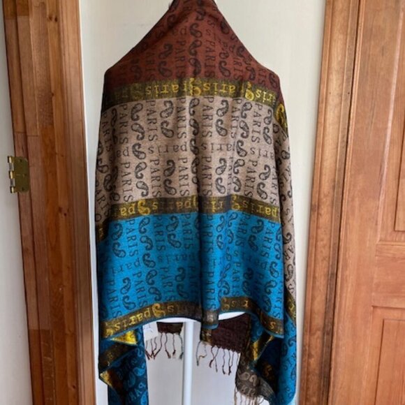 A&A Pashmina Cashmere Paris Large Oblong Shawl Wrap - Picture 8 of 16